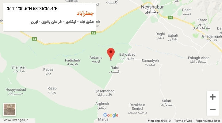 روستای جعفرآباد بر روی نقشه