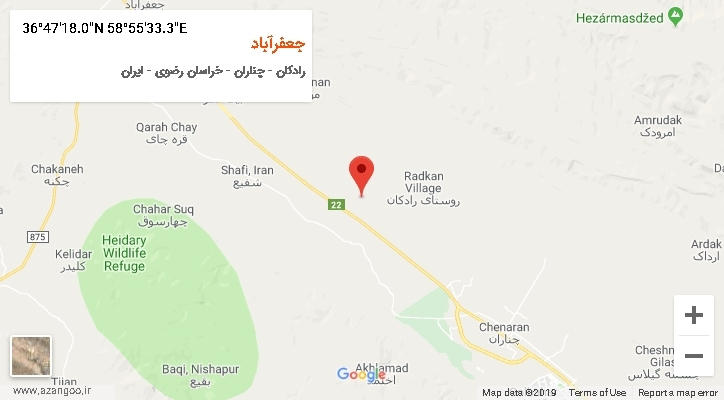 روستای جعفرآباد بر روی نقشه