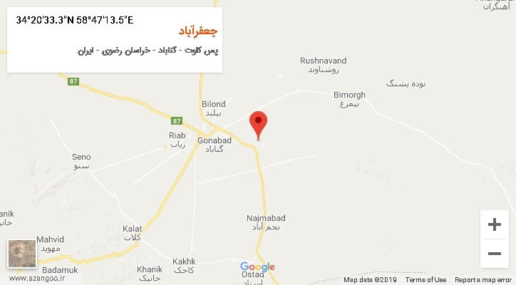 روستای جعفرآباد بر روی نقشه