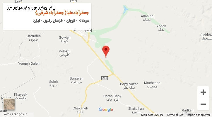 روستای جعفرآبادعلیا(جعفرآبادشرقی) بر روی نقشه