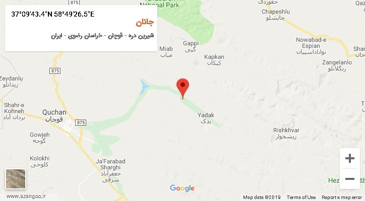 روستای جانان بر روی نقشه
