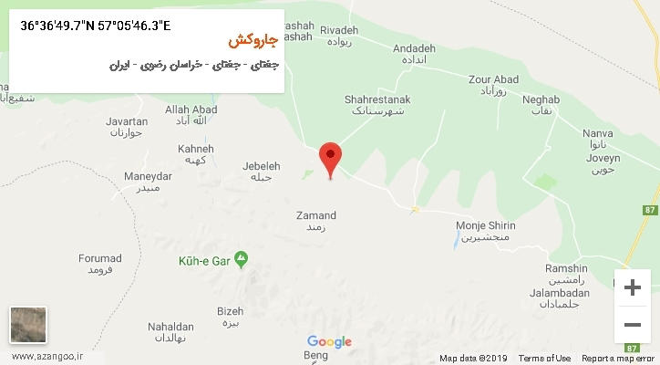 روستای جاروکش بر روی نقشه
