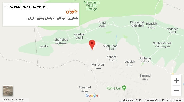 روستای جاورتن بر روی نقشه