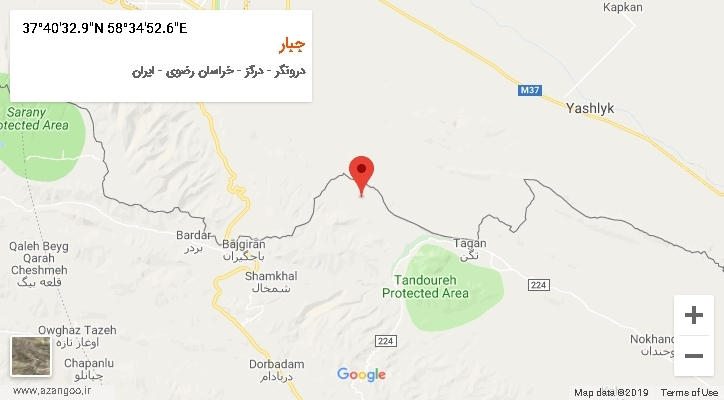 روستای جبار بر روی نقشه