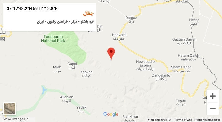 روستای جغال بر روی نقشه