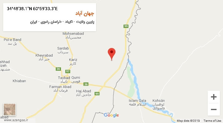 روستای جهان آباد بر روی نقشه