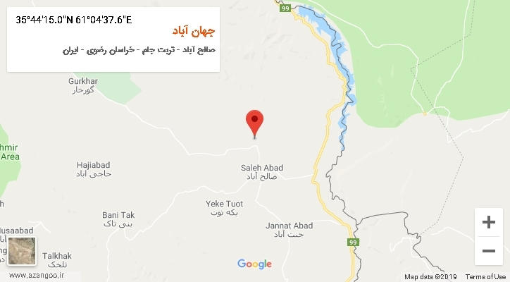 روستای جهان آباد بر روی نقشه