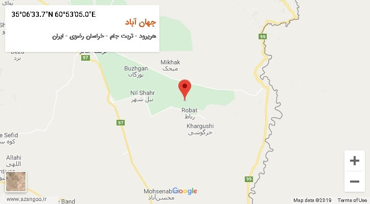 روستای جهان آباد بر روی نقشه