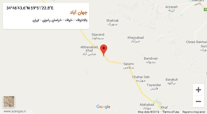 روستای جهان آباد بر روی نقشه