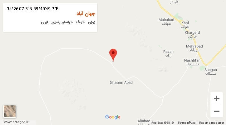 روستای جهان آباد بر روی نقشه