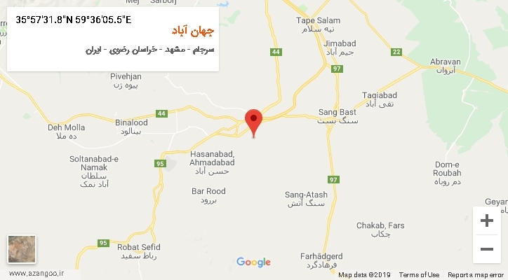 روستای جهان آباد بر روی نقشه