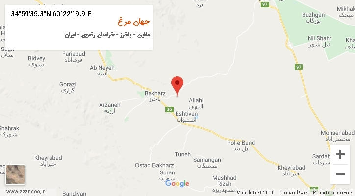 روستای جهان مرغ بر روی نقشه