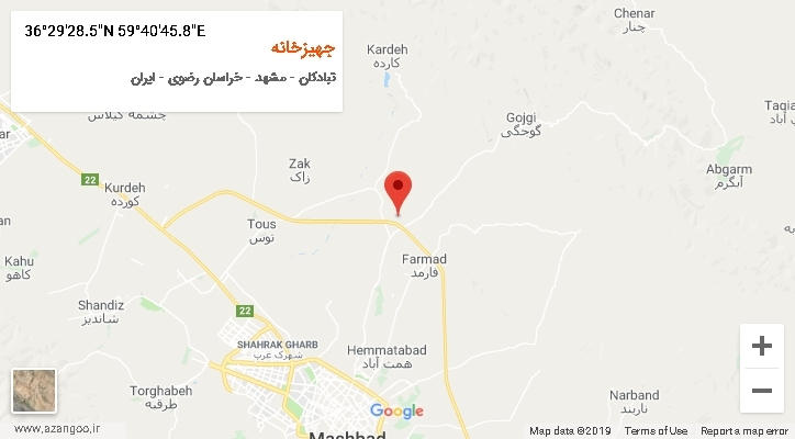روستای جهیزخانه بر روی نقشه