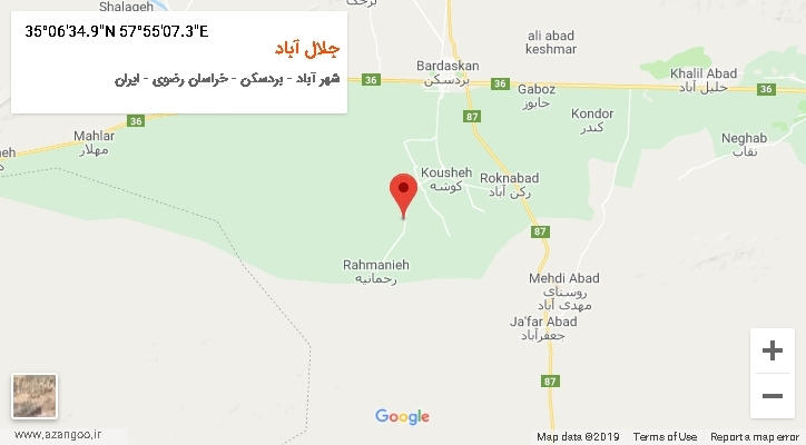 روستای جلال آباد بر روی نقشه