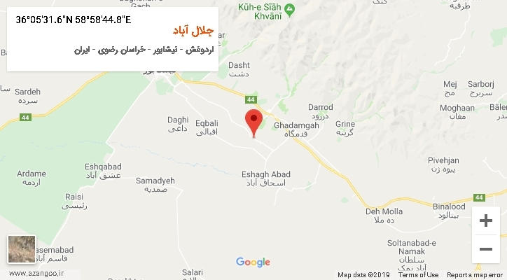 روستای جلال آباد بر روی نقشه