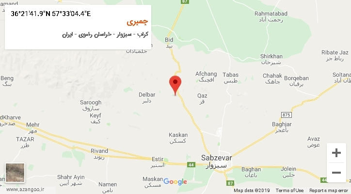 روستای جمبری بر روی نقشه