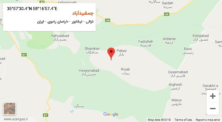 روستای جمشیدآباد بر روی نقشه