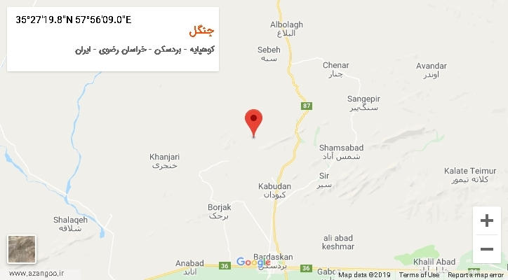 روستای جنگل بر روی نقشه