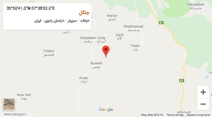 روستای جنگل بر روی نقشه