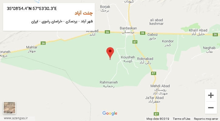 روستای جنت آباد بر روی نقشه