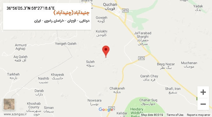 روستای جنیدآباد(چنیدآباد) بر روی نقشه