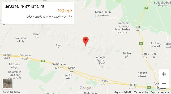 روستای جرب زاده بر روی نقشه