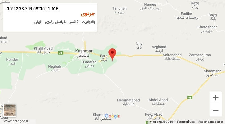 روستای جردوی بر روی نقشه