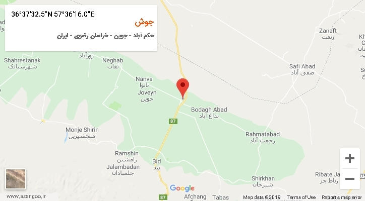 روستای جوش بر روی نقشه