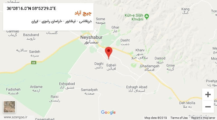 روستای جیج آباد بر روی نقشه