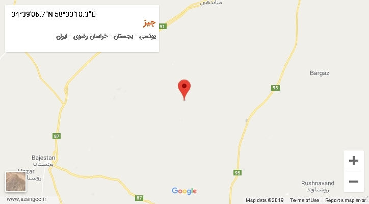 روستای جیز بر روی نقشه