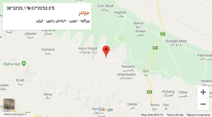 روستای جزندر بر روی نقشه