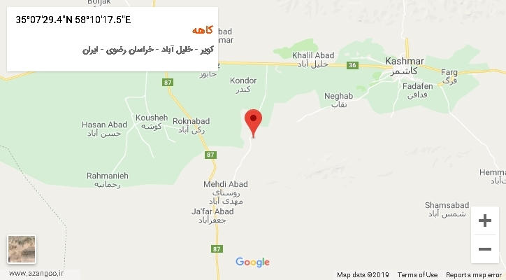 روستای کاهه بر روی نقشه