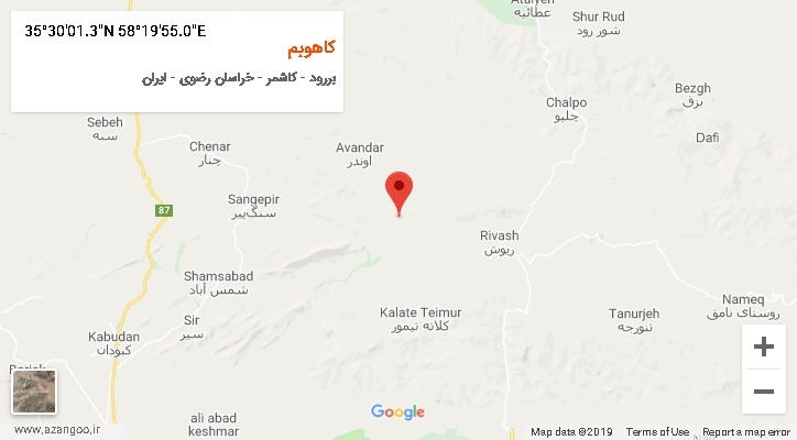 روستای کاهوبم بر روی نقشه