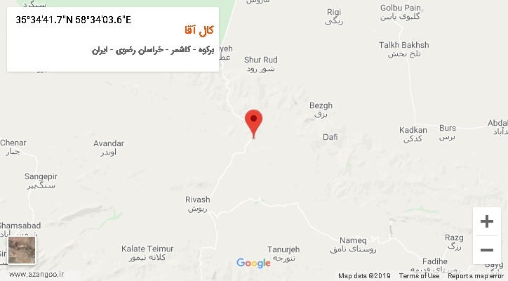 روستای کال آقا بر روی نقشه