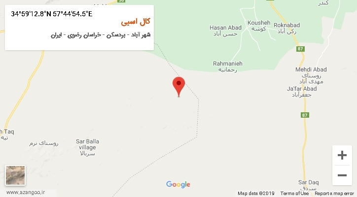 روستای کال اسبی بر روی نقشه