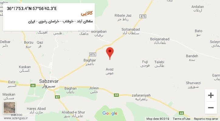 روستای کالایی بر روی نقشه