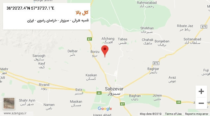 روستای کال بالا بر روی نقشه