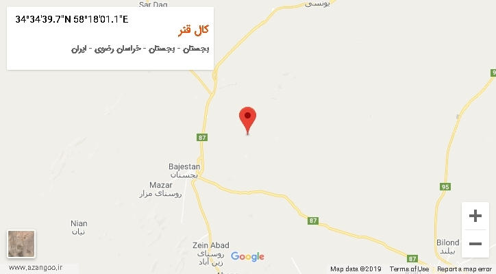 روستای کال قنر بر روی نقشه