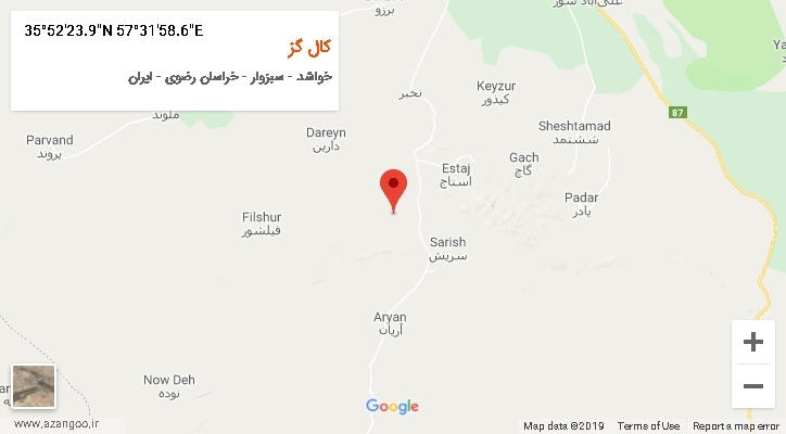 روستای کال گز بر روی نقشه