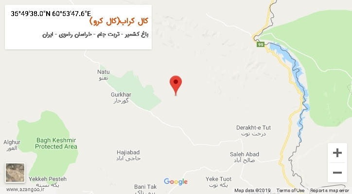 روستای کال کراب(کال کرو) بر روی نقشه