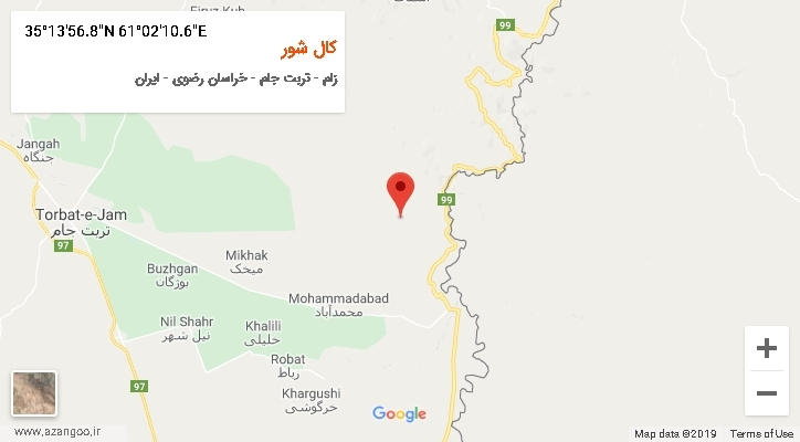 روستای کال شور بر روی نقشه