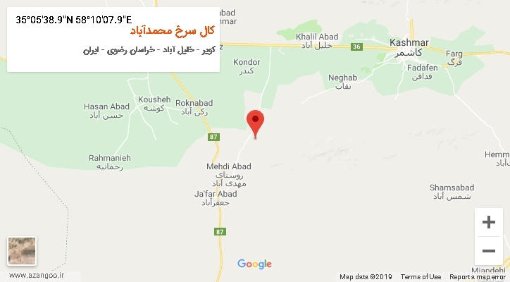 روستای کال سرخ محمدآباد بر روی نقشه