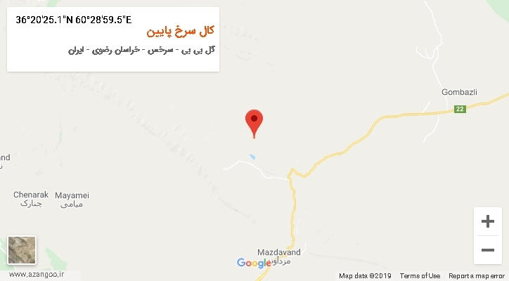 روستای کال سرخ پایین بر روی نقشه
