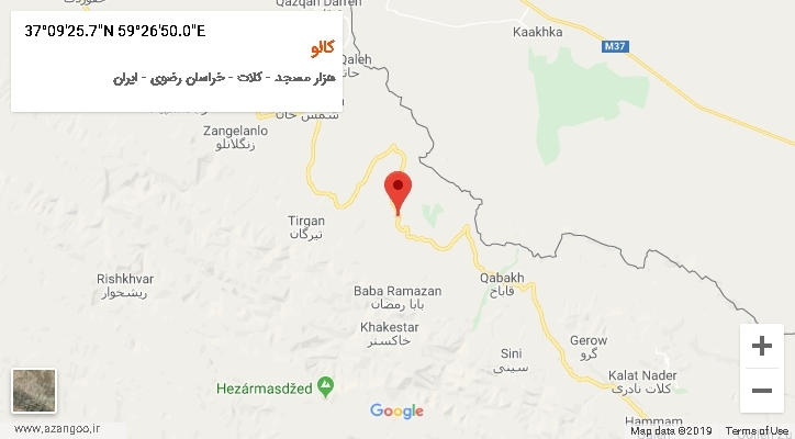 روستای کالو بر روی نقشه