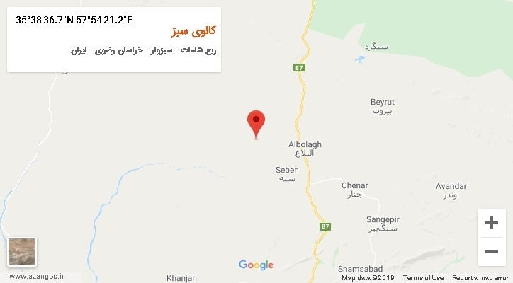 روستای کالوی سبز بر روی نقشه