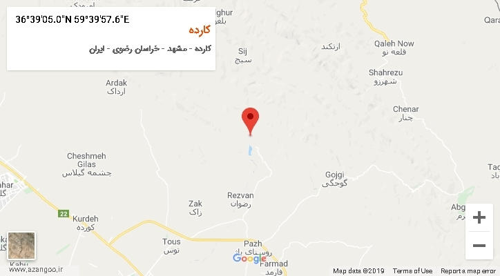 روستای کارده بر روی نقشه