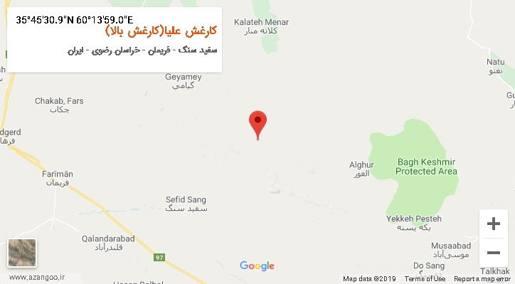 روستای کارغش علیا(کارغش بالا) بر روی نقشه