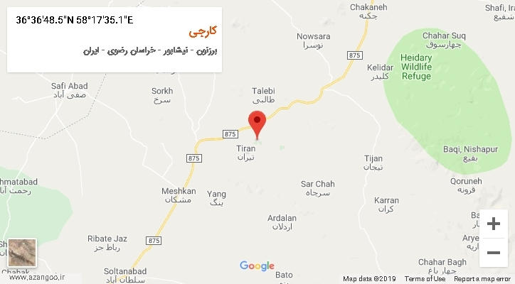 روستای کارجی بر روی نقشه