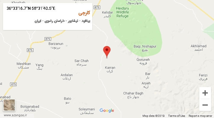 روستای کارجی بر روی نقشه