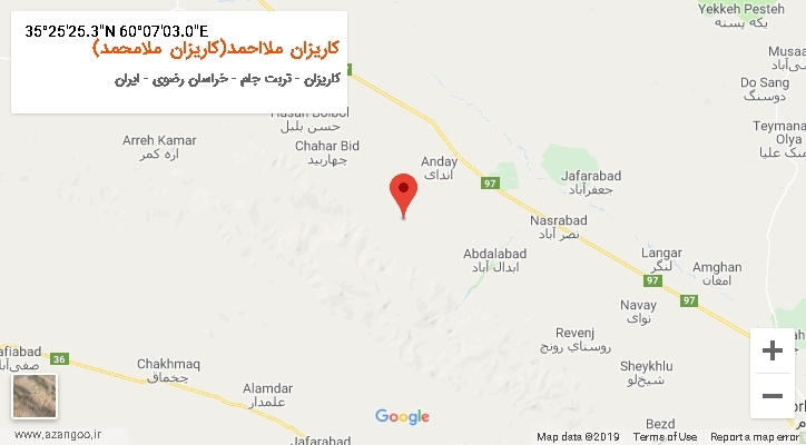روستای کاریزان ملااحمد(کاریزان ملامحمد) بر روی نقشه